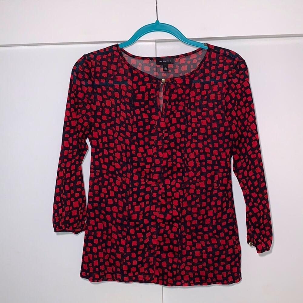 Red & navy blue blouse‎